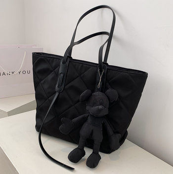 Ženska Tote torba Diamond-Quilted, Velika kapacitet, Gradski stil, Oxford platno, Horizontalni kvadratni oblik, Zatvarač, Unutarnji džepovi: zip, džep za telefon, džep za kameru, s kapom, Dvostruke ručke — Jesen 2025