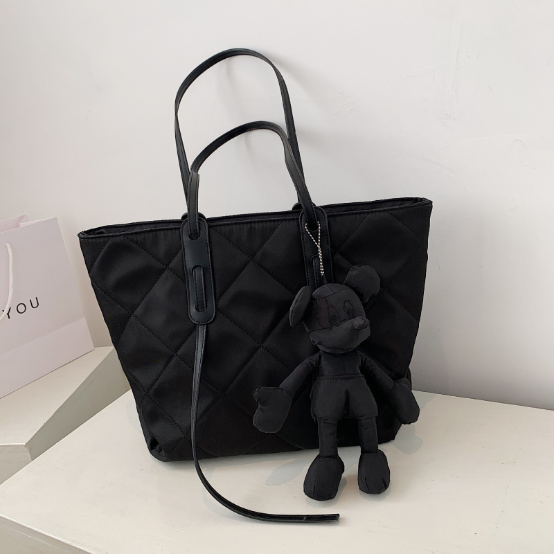 Ženska Tote torba Diamond-Quilted, Velika kapacitet, Gradski stil, Oxford platno, Horizontalni kvadratni oblik, Zatvarač, Unutarnji džepovi: zip, džep za telefon, džep za kameru, s kapom, Dvostruke ručke — Jesen 2025