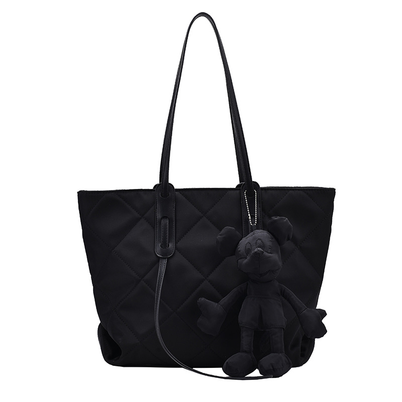 Ženska Tote torba Diamond-Quilted, Velika kapacitet, Gradski stil, Oxford platno, Horizontalni kvadratni oblik, Zatvarač, Unutarnji džepovi: zip, džep za telefon, džep za kameru, s kapom, Dvostruke ručke — Jesen 2025