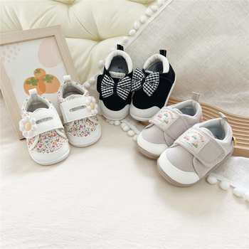 Unisex dječje cipele za učenje hodanja s mekanom PVC sole, gornji dio od platna, Velcro zatvarač, za djecu 12–36 mjeseci