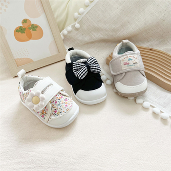 Unisex dječje cipele za učenje hodanja s mekanom PVC sole, gornji dio od platna, Velcro zatvarač, za djecu 12–36 mjeseci