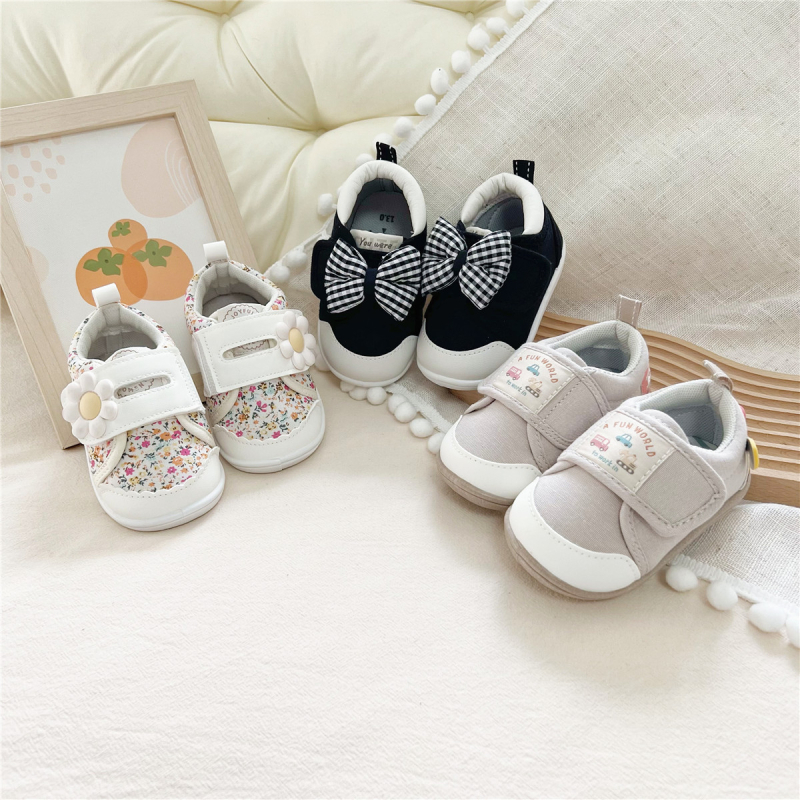 Unisex dječje cipele za učenje hodanja s mekanom PVC sole, gornji dio od platna, Velcro zatvarač, za djecu 12–36 mjeseci