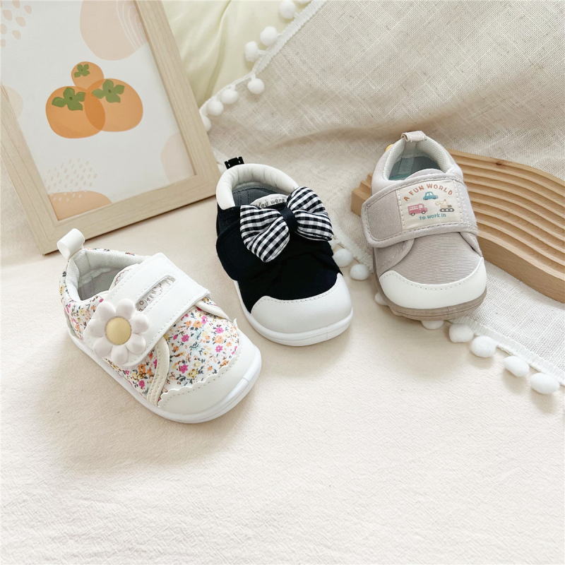 Unisex dječje cipele za učenje hodanja s mekanom PVC sole, gornji dio od platna, Velcro zatvarač, za djecu 12–36 mjeseci