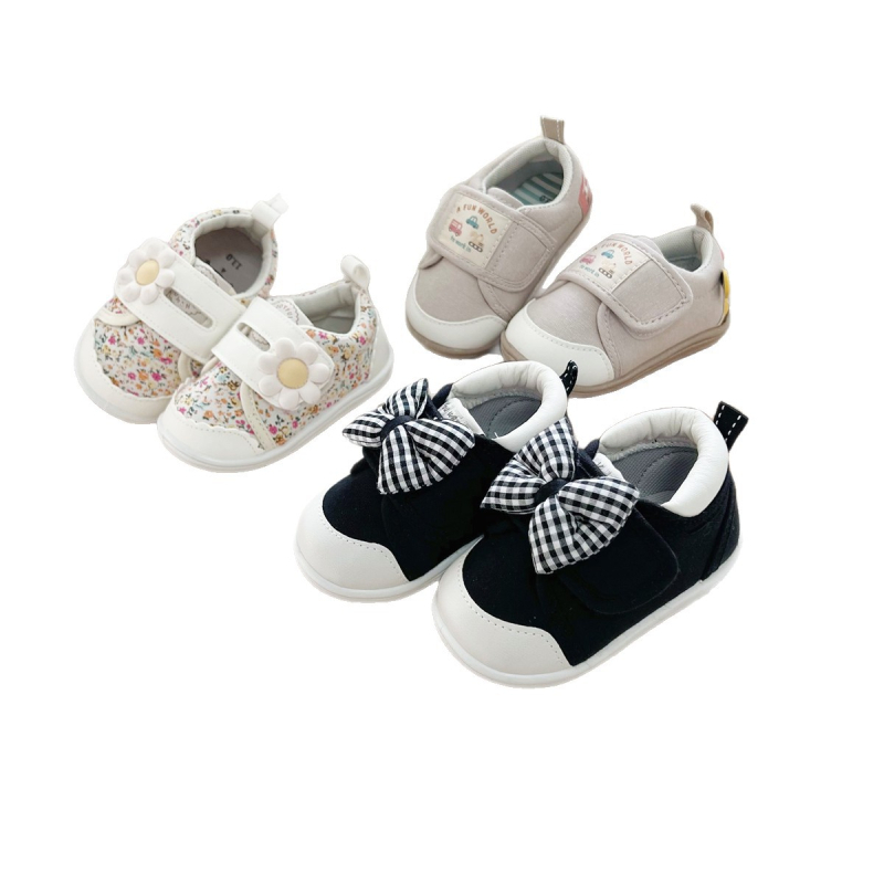 Unisex dječje cipele za učenje hodanja s mekanom PVC sole, gornji dio od platna, Velcro zatvarač, za djecu 12–36 mjeseci