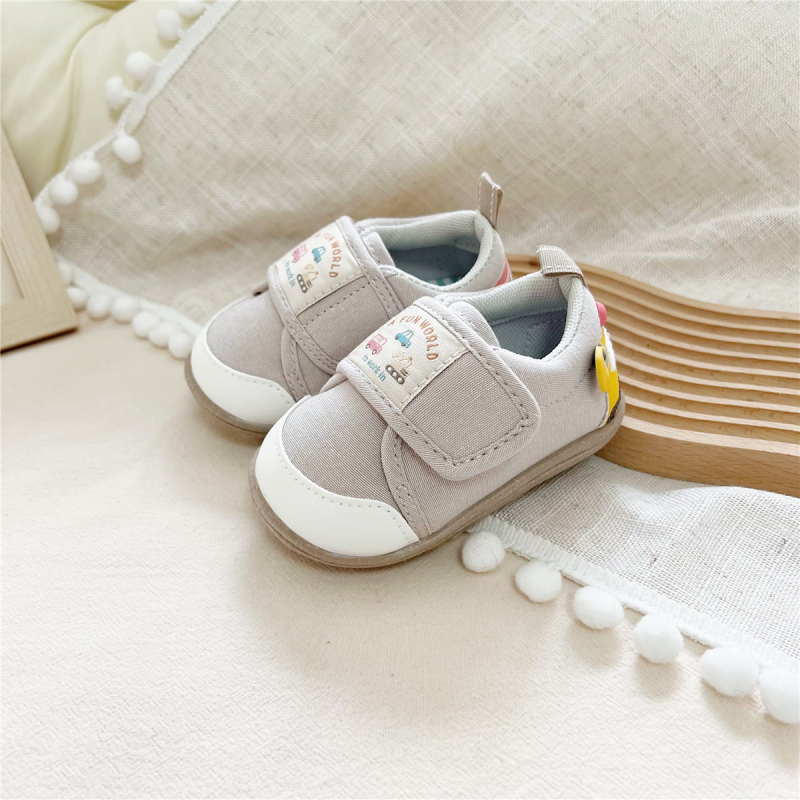 Unisex dječje cipele za učenje hodanja s mekanom PVC sole, gornji dio od platna, Velcro zatvarač, za djecu 12–36 mjeseci