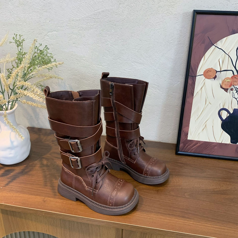 Unisex Martin čizme do sredine potkoljenice, britanski stil, gornji dio od mikrovlaknaste kože, gumena potplat, bočni zip