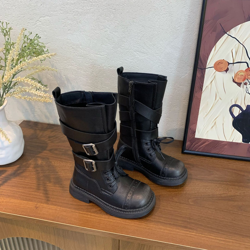 Unisex Martin čizme do sredine potkoljenice, britanski stil, gornji dio od mikrovlaknaste kože, gumena potplat, bočni zip