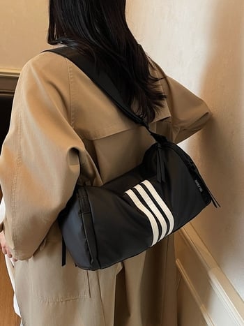 Αστική μινιμαλιστική κυλινδρική τσάντα crossbody από Oxford ύφασμα με φερμουάρ, επένδυση πολυεστερ, εσωτερικές θήκες για τηλέφωνο και έγγραφα