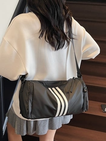 Αστική μινιμαλιστική κυλινδρική τσάντα crossbody από Oxford ύφασμα με φερμουάρ, επένδυση πολυεστερ, εσωτερικές θήκες για τηλέφωνο και έγγραφα