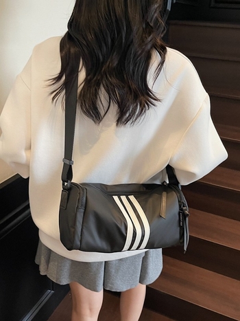 Αστική μινιμαλιστική κυλινδρική τσάντα crossbody από Oxford ύφασμα με φερμουάρ, επένδυση πολυεστερ, εσωτερικές θήκες για τηλέφωνο και έγγραφα