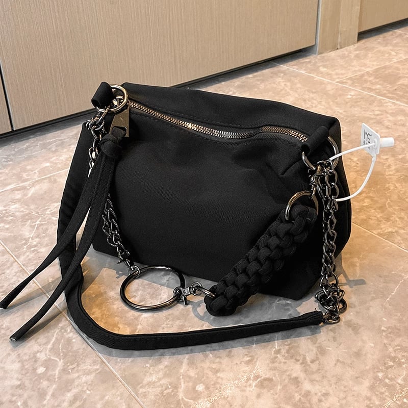 Γυναικεία τσάντα από Oxford ύφασμα, bucket bag με στυλ δρόμου για ώμο, με φερμουάρ και εσωτερική θήκη για κινητό