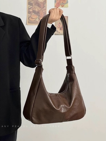 Unisex crossbody torba od PU kože, Maillard retro dizajn (mekana PU koža, velika kapaciteta, zatvarač)