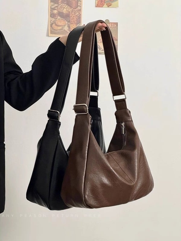 Unisex crossbody torba od PU kože, Maillard retro dizajn (mekana PU koža, velika kapaciteta, zatvarač)
