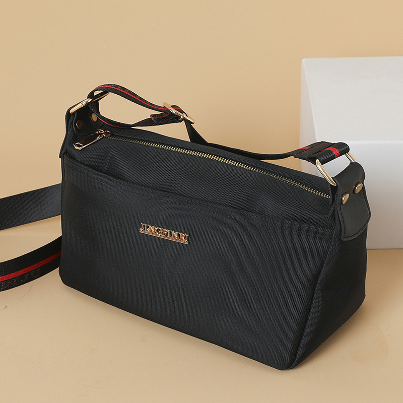 Unisex τσάντα ώμου με ύφασμα Oxford, σχήμα μαξιλαριού, κλείσιμο με φερμουάρ, τσέπη για κινητό