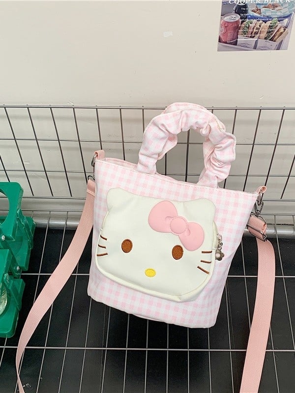 Τσάντα ώμου bucket — Ιαπωνο-κορεατικό στυλ, ύφασμα Oxford, άνοιγμα με κορδόνι, εσωτερικό με φερμουάρ επικάλυψης