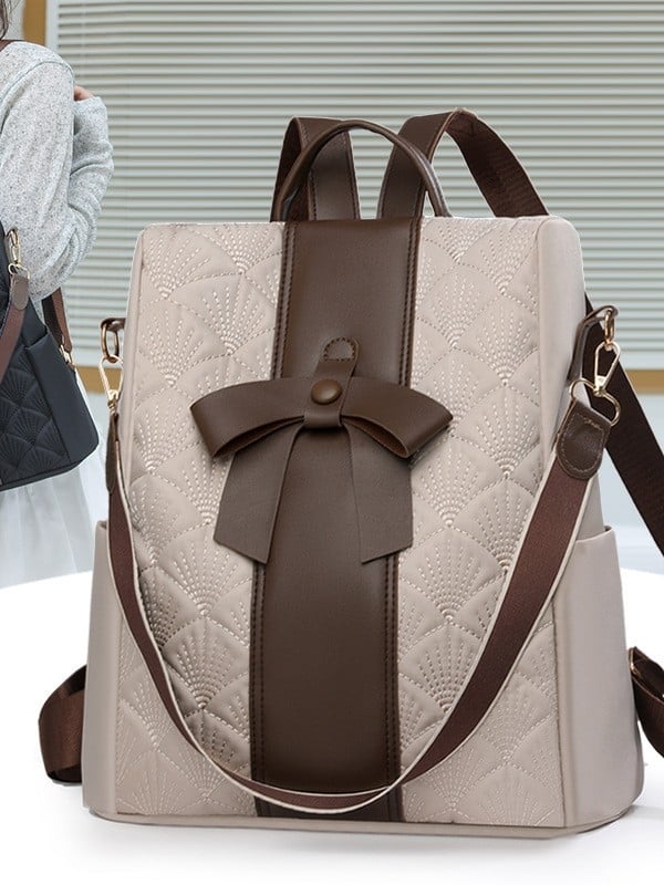 Γυναικείο σακίδιο PU, πολυεστερική επένδυση, κλείσιμο με φερμουάρ, αντι-κλοπή, εσωτερική τσέπη με φερμουάρ