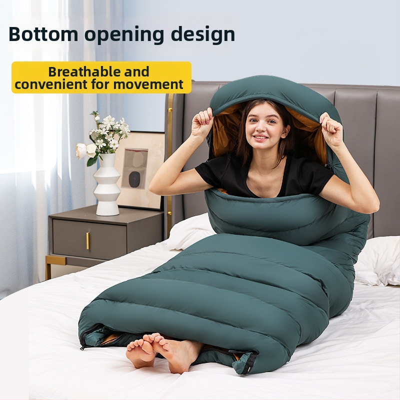 Spací vak s kačacím perím pre vonkajšie použitie – obálkový štýl, podšívka 320T šetrná k pokožke CHUNYA, vonkajší materiál 320T nepremokavný nylon, hmotnosť 4000 g