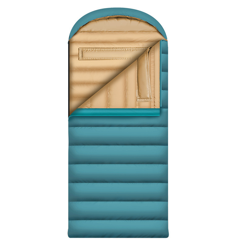 Spací vak s kačacím perím pre vonkajšie použitie – obálkový štýl, podšívka 320T šetrná k pokožke CHUNYA, vonkajší materiál 320T nepremokavný nylon, hmotnosť 4000 g