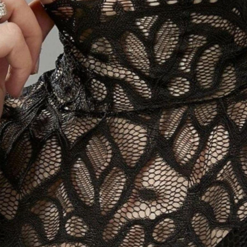 Čipkasta lažna kragna s floralnim ukrasom i perforiranim dizajnom, vunena tkanina, korejska verzija, proljeće 2025