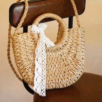 Στρογγυλή πλεγμένη Dumpling Bag με φερμουάρ