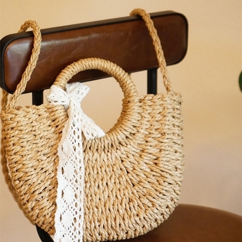 Στρογγυλή πλεγμένη Dumpling Bag με φερμουάρ