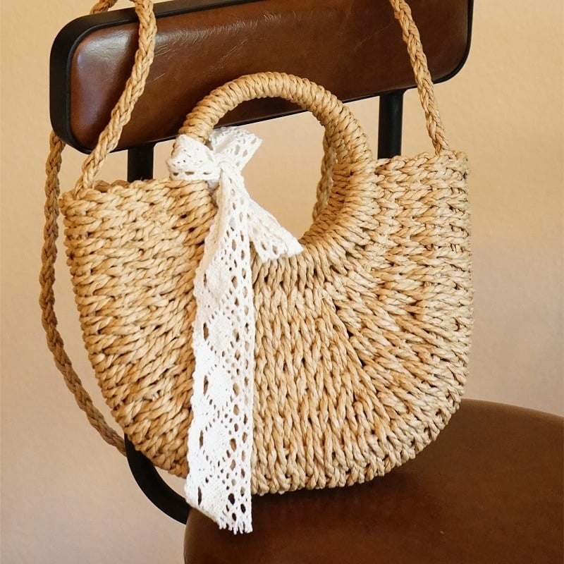 Στρογγυλή πλεγμένη Dumpling Bag με φερμουάρ