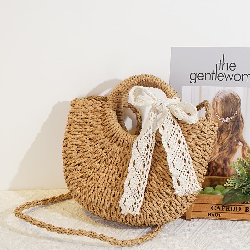 Στρογγυλή πλεγμένη Dumpling Bag με φερμουάρ