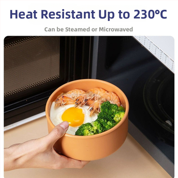 Κυκλική θήκη γεύματος από σιλικόνη, κατάλληλη για φούρνο μικροκυμάτων, ανθεκτική σε υψηλές θερμοκρασίες, Bento κουτί