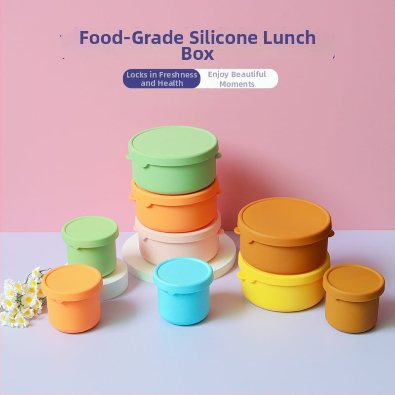 Κυκλική θήκη γεύματος από σιλικόνη, κατάλληλη για φούρνο μικροκυμάτων, ανθεκτική σε υψηλές θερμοκρασίες, Bento κουτί