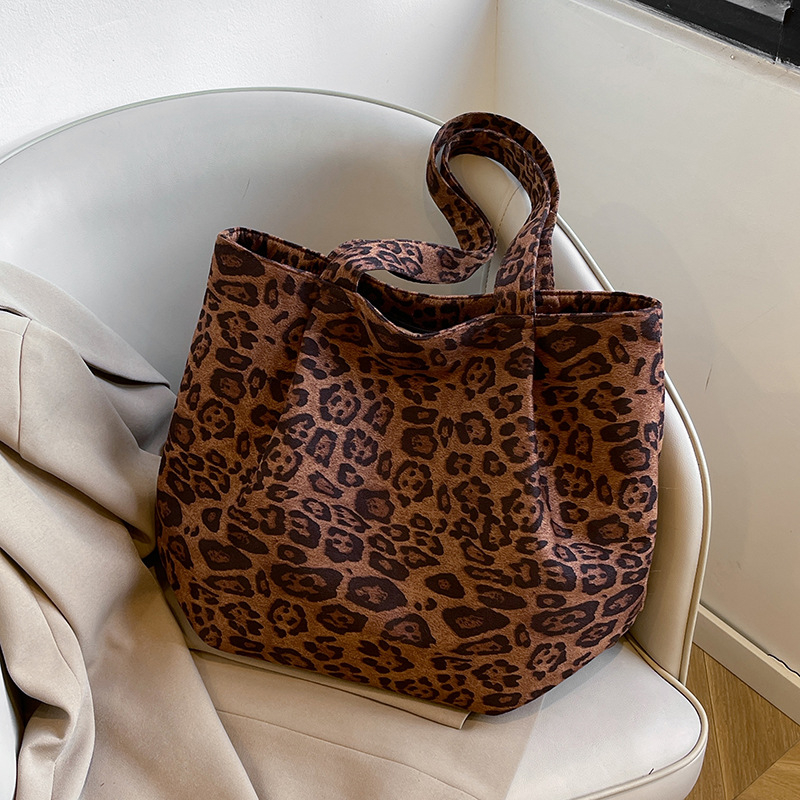 Ženska torba za rame Tote s leopardim uzorkom, velika kapaciteta – Oxford platno, poliester podstava, vodoravni kvadratni oblik, zatvarač na zip