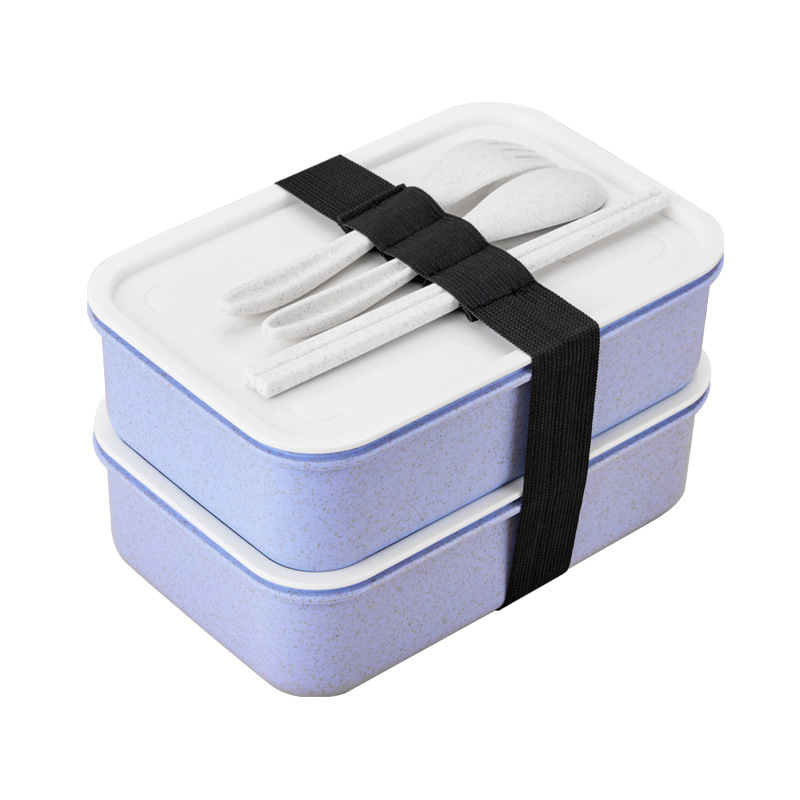 Ebédes doboz lezárható rekeszekkel, PP anyagú búzaszálas műanyagból, téglalap alakú, 1–2 L kapacitás, egy vagy két réteg