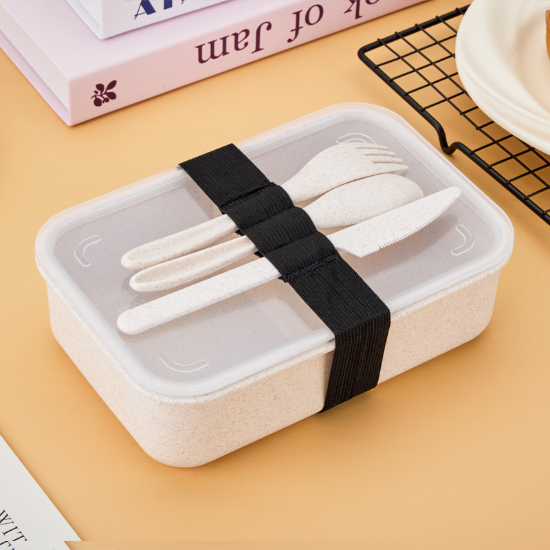 Ebédes doboz lezárható rekeszekkel, PP anyagú búzaszálas műanyagból, téglalap alakú, 1–2 L kapacitás, egy vagy két réteg