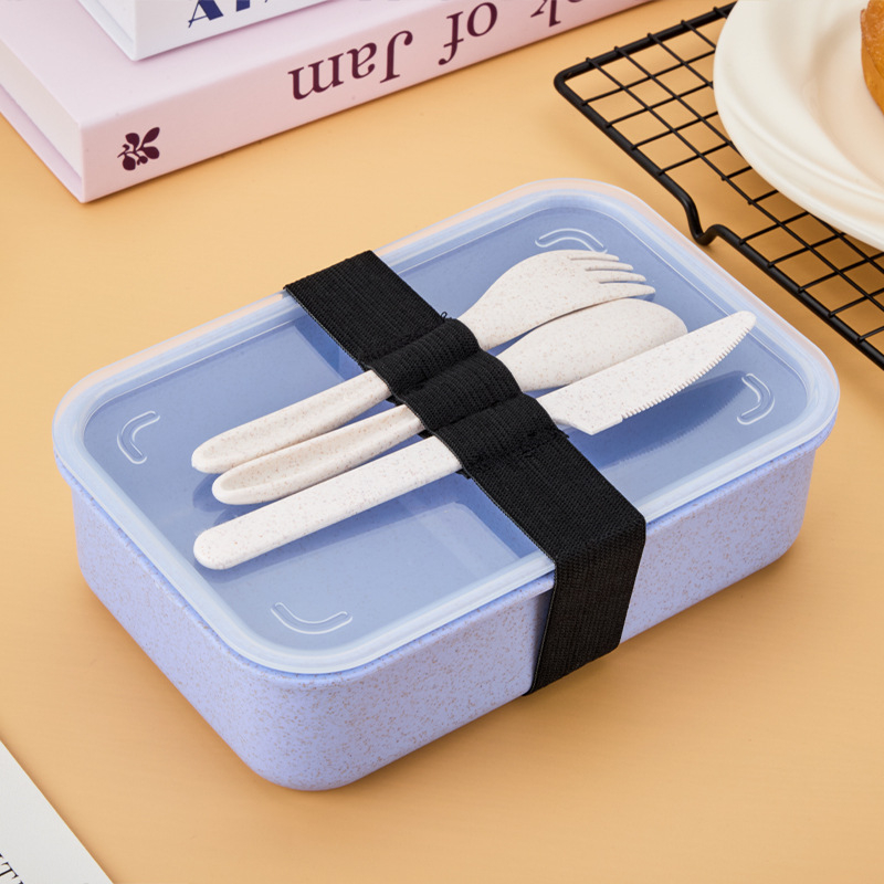 Ebédes doboz lezárható rekeszekkel, PP anyagú búzaszálas műanyagból, téglalap alakú, 1–2 L kapacitás, egy vagy két réteg