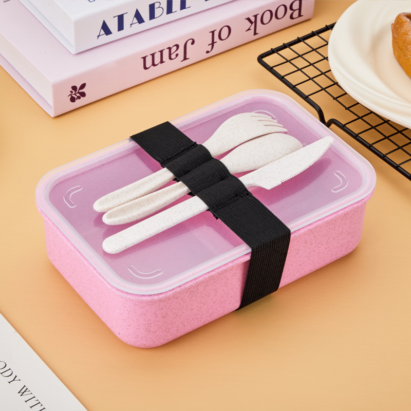 Ebédes doboz lezárható rekeszekkel, PP anyagú búzaszálas műanyagból, téglalap alakú, 1–2 L kapacitás, egy vagy két réteg