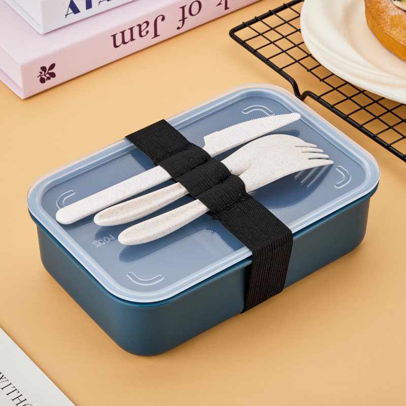 Ebédes doboz lezárható rekeszekkel, PP anyagú búzaszálas műanyagból, téglalap alakú, 1–2 L kapacitás, egy vagy két réteg