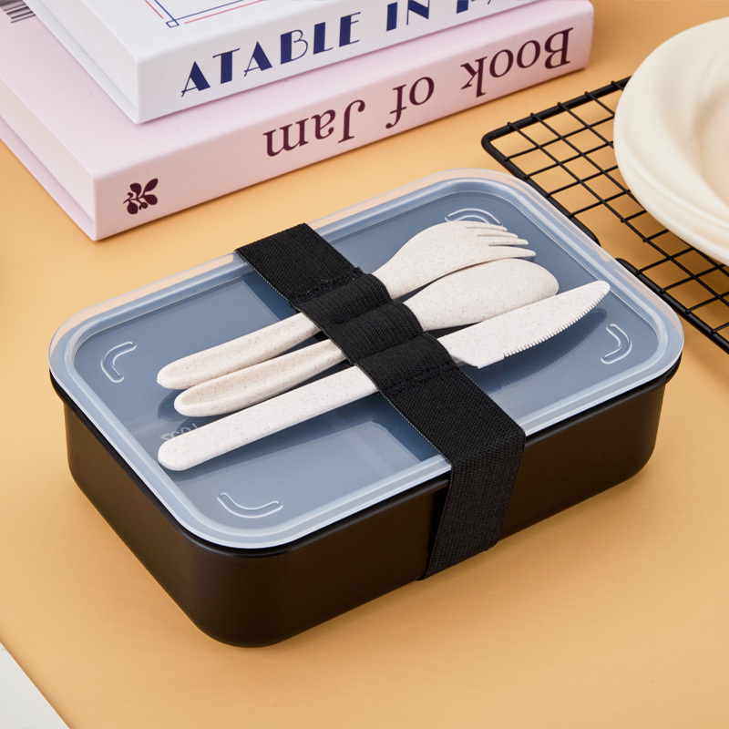 Ebédes doboz lezárható rekeszekkel, PP anyagú búzaszálas műanyagból, téglalap alakú, 1–2 L kapacitás, egy vagy két réteg