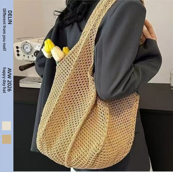 DL-Double Shoulder Octagon Bag – Casual pleteni torbu za ramena s otvorenim gornjim dijelom, uspravni pravokutni oblik, džep za telefon