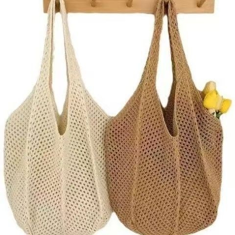 DL-Double Shoulder Octagon Bag – Casual pleteni torbu za ramena s otvorenim gornjim dijelom, uspravni pravokutni oblik, džep za telefon