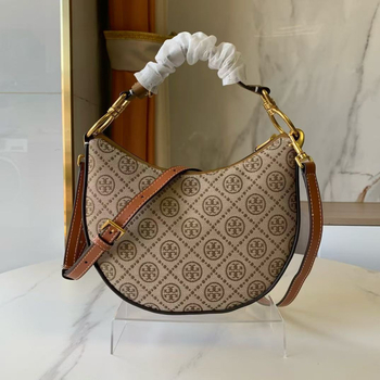 Monogram Crescent ženska torbica — gradski stil, Oxford platno, zatvarač, oblik školjke, unutarnja pretinac za dokumente