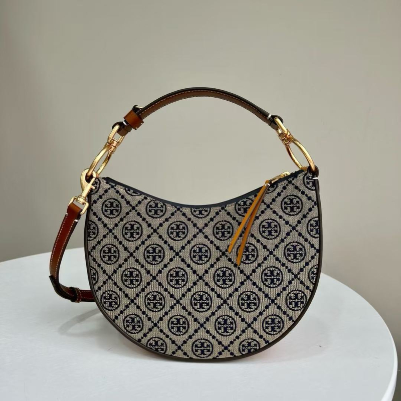 Monogram Crescent ženska torbica — gradski stil, Oxford platno, zatvarač, oblik školjke, unutarnja pretinac za dokumente
