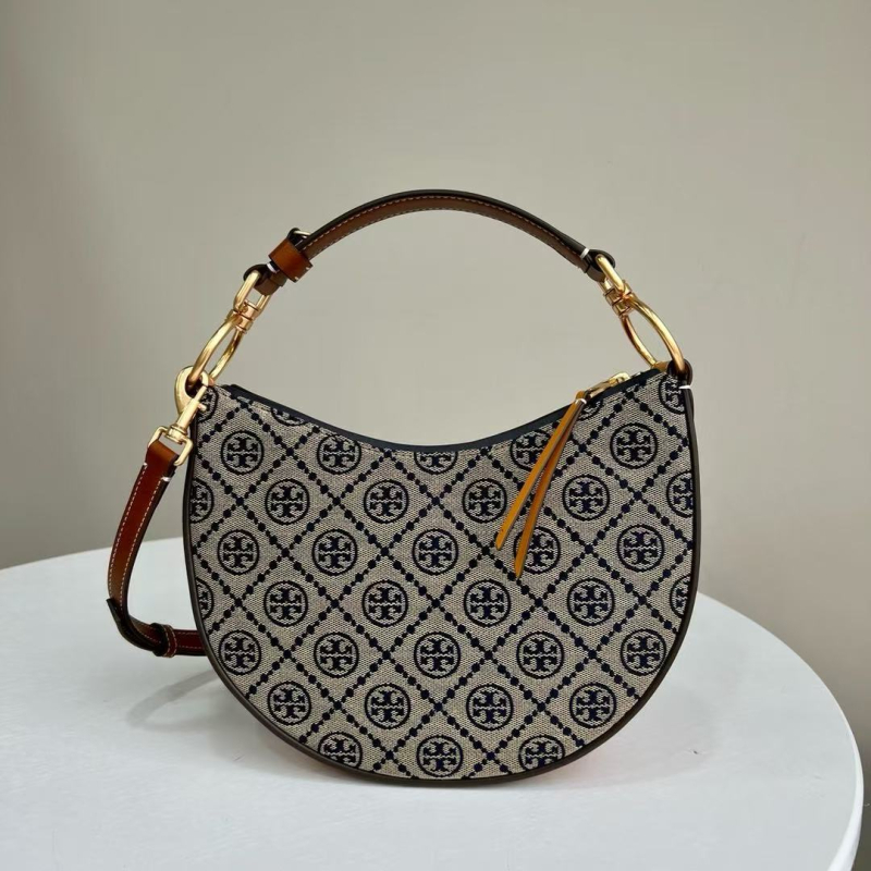 Monogram Crescent ženska torbica — gradski stil, Oxford platno, zatvarač, oblik školjke, unutarnja pretinac za dokumente