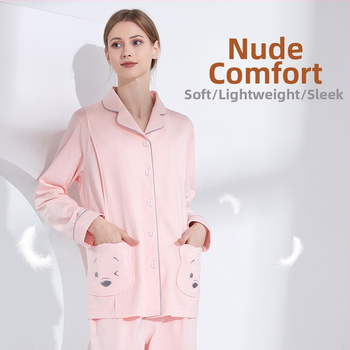 Anyaság és szoptatós pizsama hosszú ujjú, karikatúra mintával, szoptatási nyílás, 95% pamut + spandex