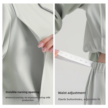 Anyaság és szoptatós pizsama hosszú ujjú, karikatúra mintával, szoptatási nyílás, 95% pamut + spandex