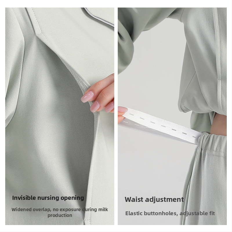 Anyaság és szoptatós pizsama hosszú ujjú, karikatúra mintával, szoptatási nyílás, 95% pamut + spandex