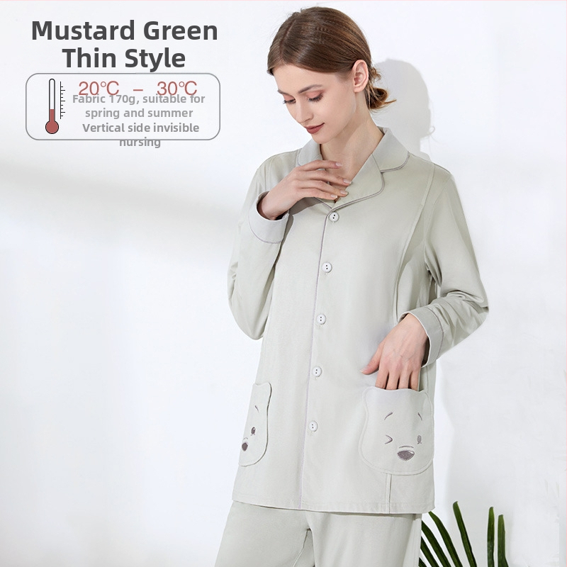 Anyaság és szoptatós pizsama hosszú ujjú, karikatúra mintával, szoptatási nyílás, 95% pamut + spandex