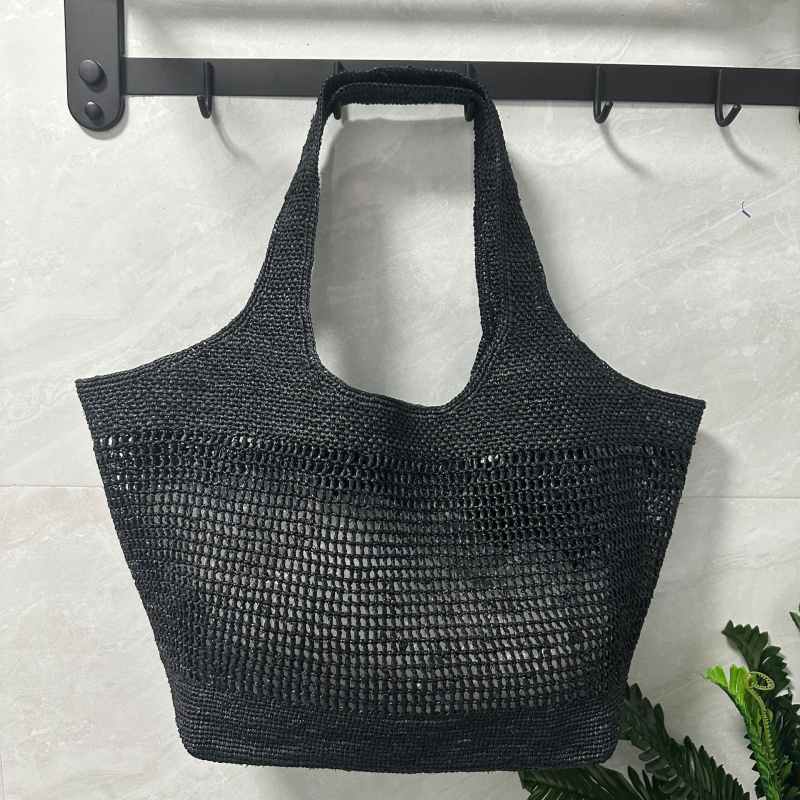 Raffia ručno pletena Tote torba, vertikalni kvadratični oblik, otvoreni gornji dio, podstava: druga, za slobodno vrijeme putovanja