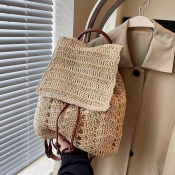 Pleterna torba velike kapacitete – dvostruka upotreba: ruksak ili torba preko ramena, cilindričnog oblika, materijal papir, podstava poliester