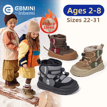 Inbemini cizme de iarnă pentru copii - piele sintetică, talpă din cauciuc, izolație groasă, închidere Velcro, anti-derapare, unisex, pentru 1–12 ani