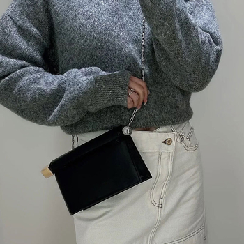 Sklopiva PU clutch torba, crossbody, horizontalno kvadratni oblik, gradski jednostavan stil, otvaranje poklopcem, unutarnji džep za mobitel, proljeće 2025