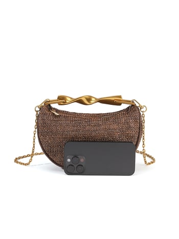 Crossbody torba od PP trave, dumpling oblik, zatvarač, podstava od poliestera, s jednom naramenicom